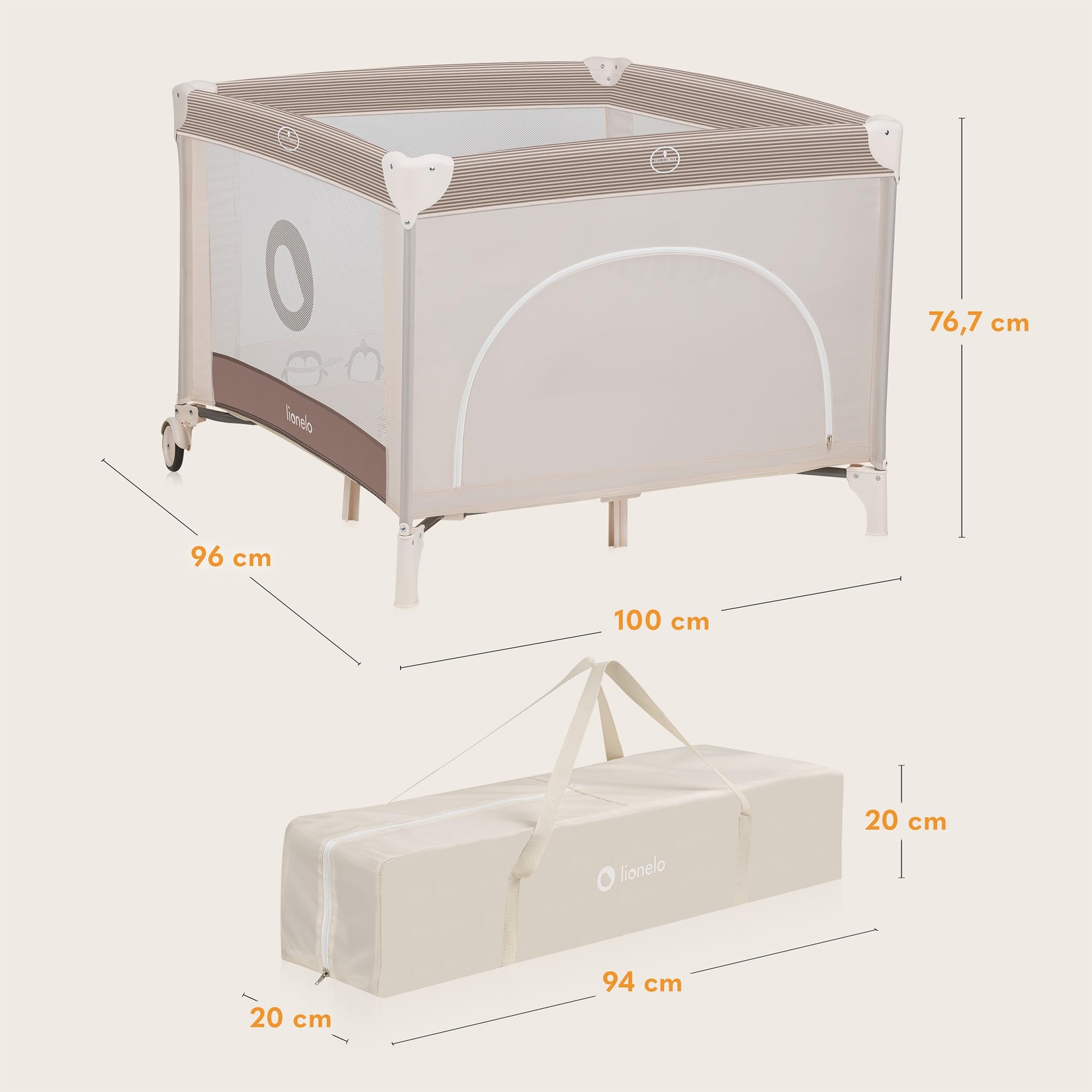 lionelo-bonnie-parc-b-b-100x100-beige-sand-avec-matelas image 8