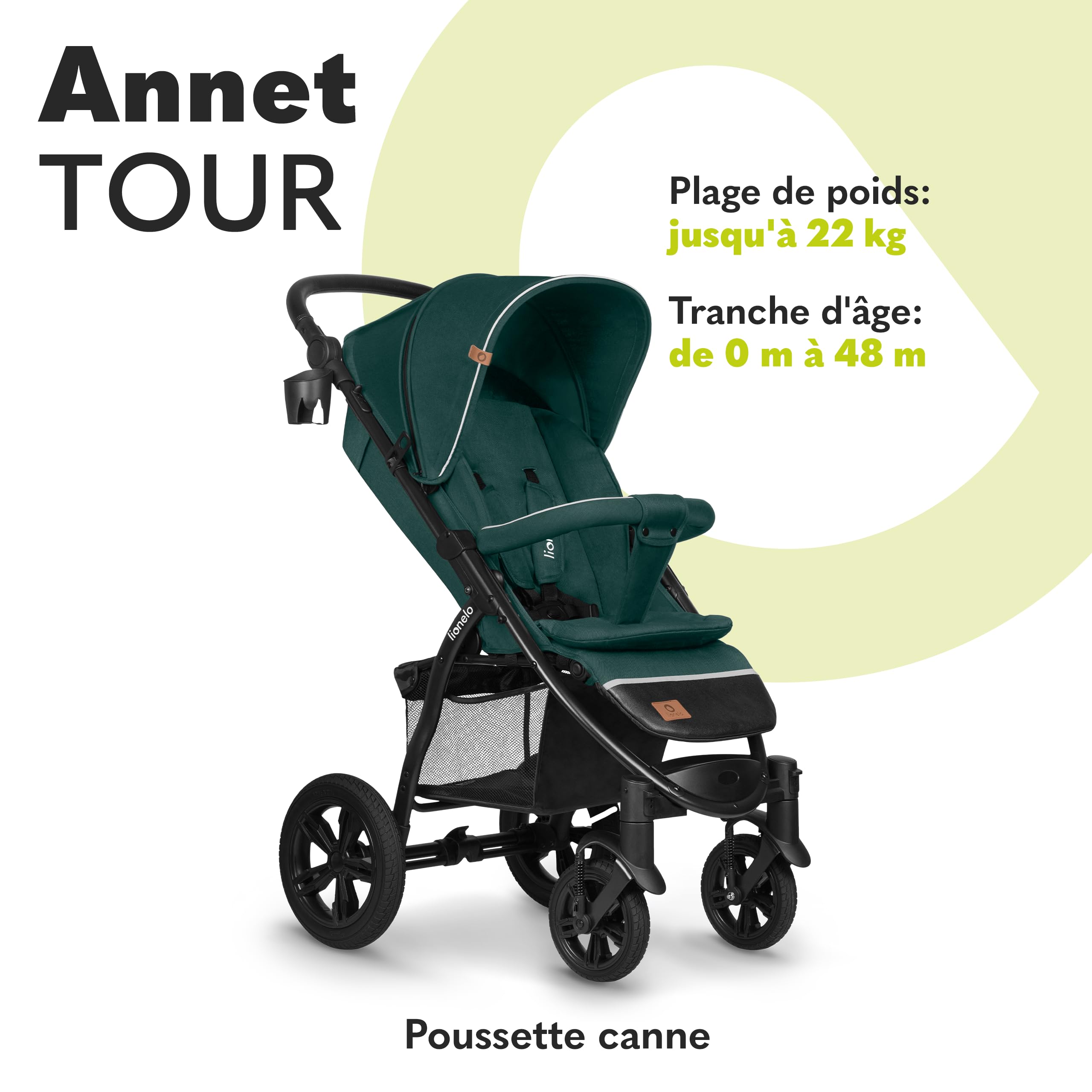 lionelo-annet-tour-poussette-canne-vert-22-kg-allong-e image 2