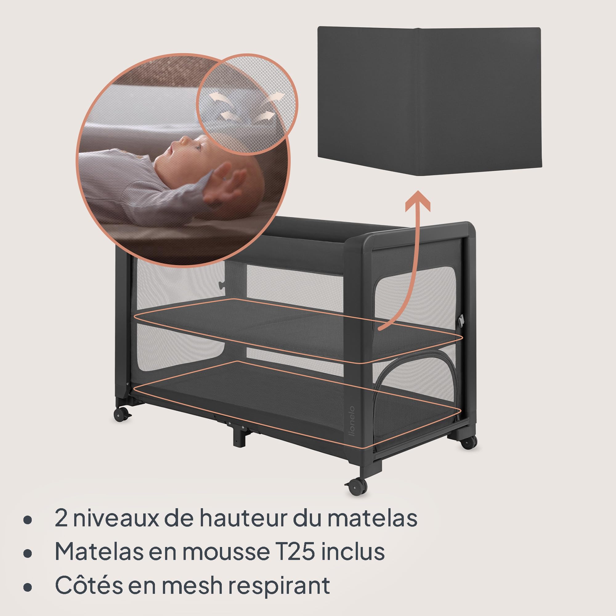 lionelo-patty-lit-parapluie-b-b-grey-5-en-1-avec-matelas image 4
