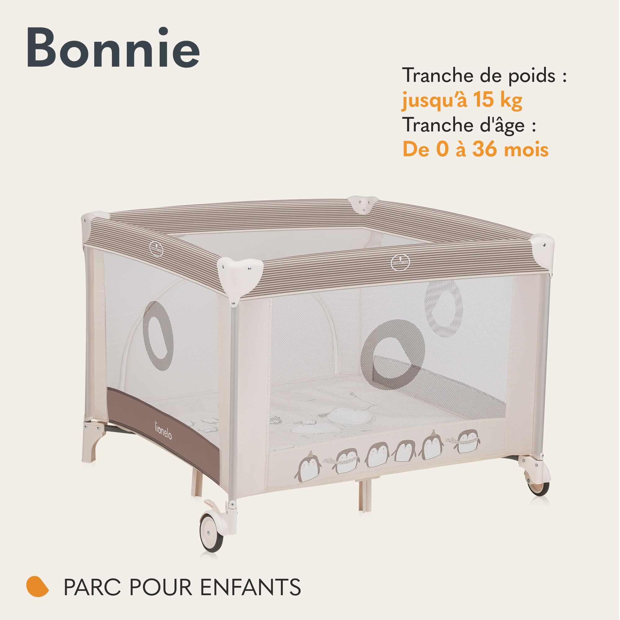lionelo-bonnie-parc-b-b-100x100-beige-sand-avec-matelas image 2