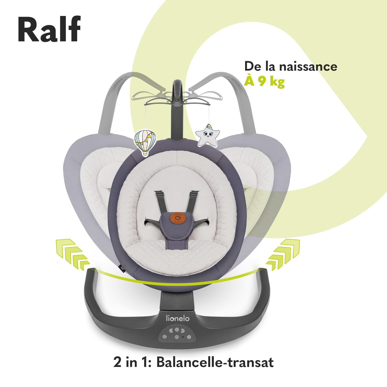 lionelo-ralf-transat-balancelle-b-b-grey-graphite-2en1 image 2