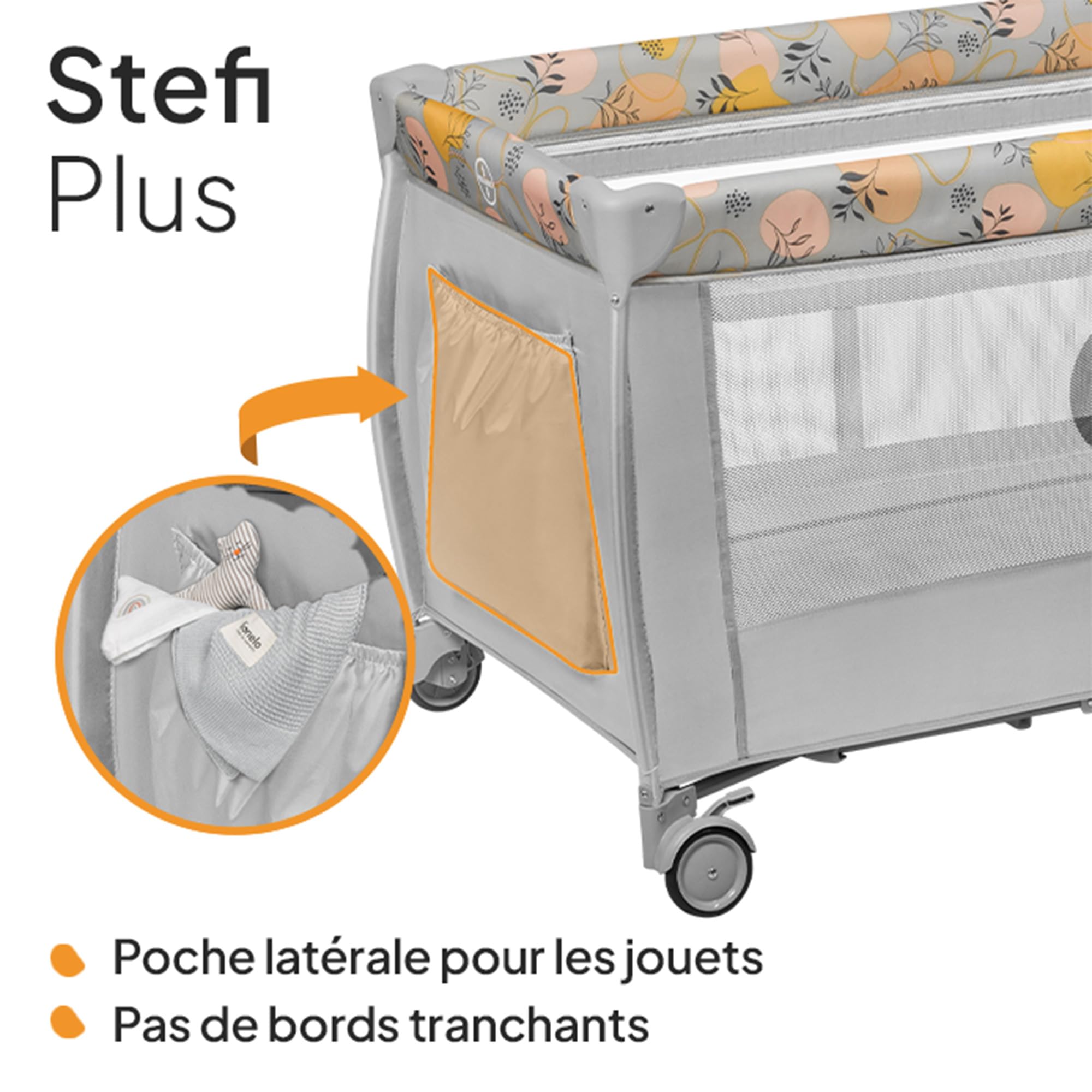 lionelo-stefi-plus-lit-b-b-parapluie-rose-jaune-pliage-rapide-15kg image 6