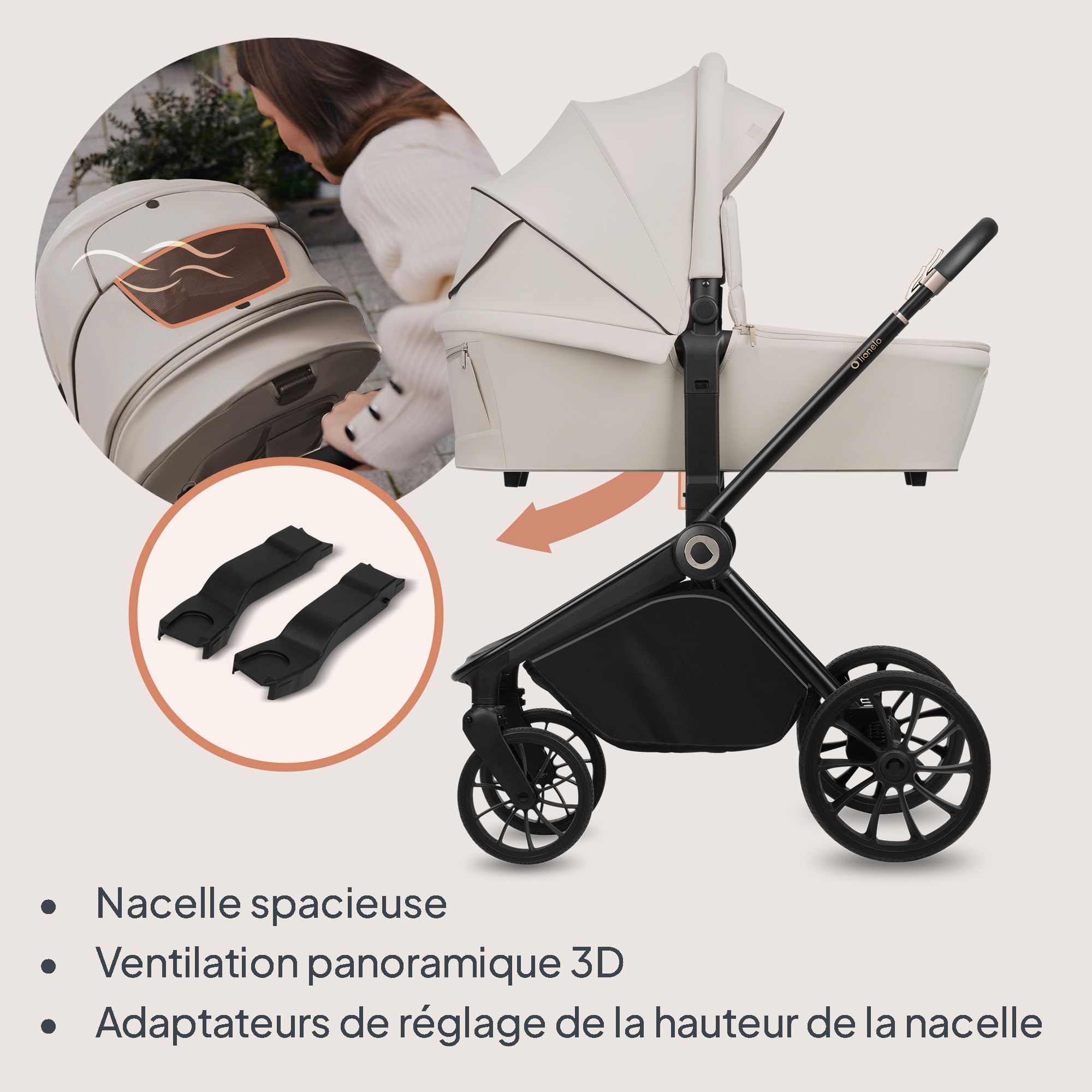 lionelo-mika-plus-2-en-1-poussette-nacelle-beige-22kg image 5