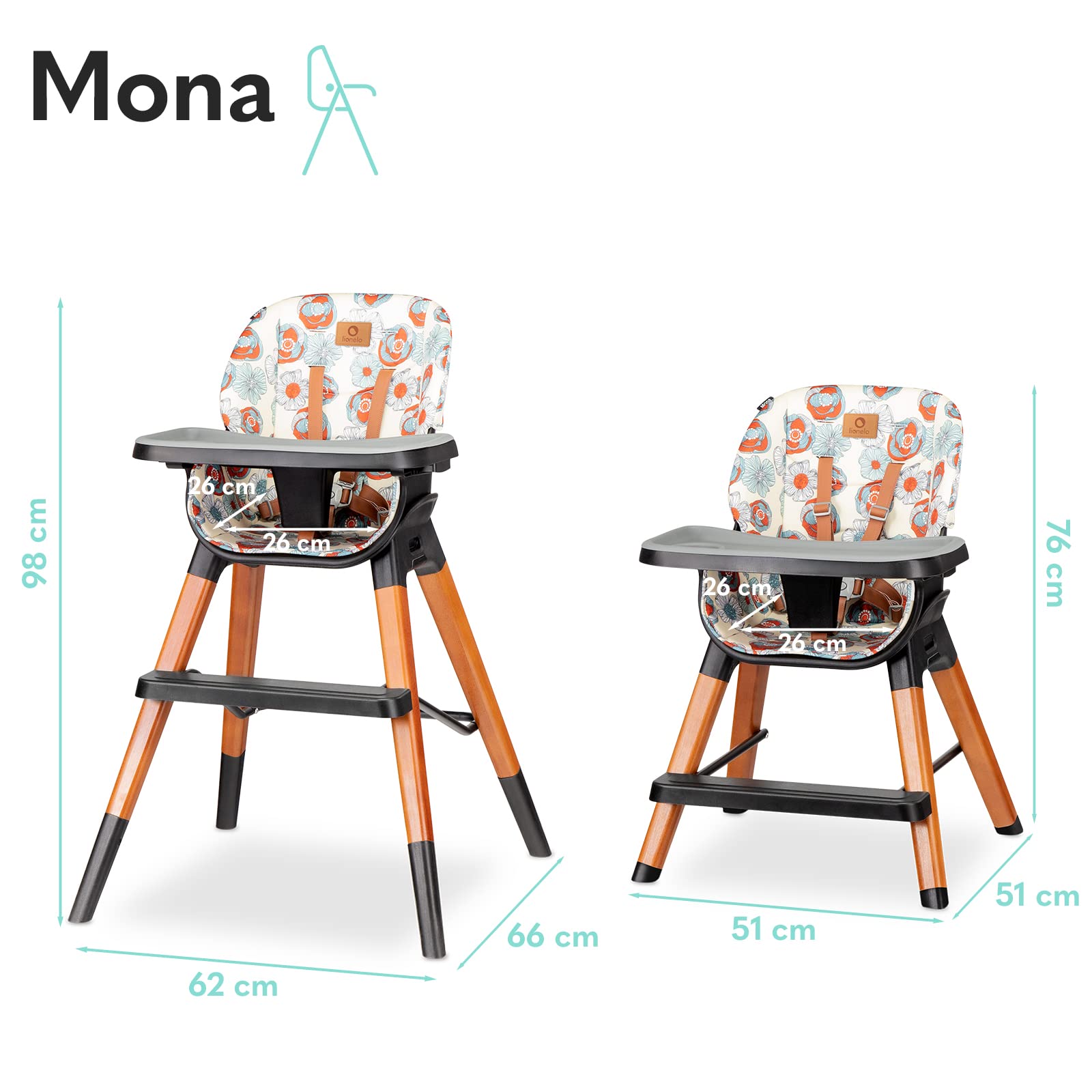 lionelo-mona-chaise-haute-b-b-4-en-1-flower-6-36-mois image 8