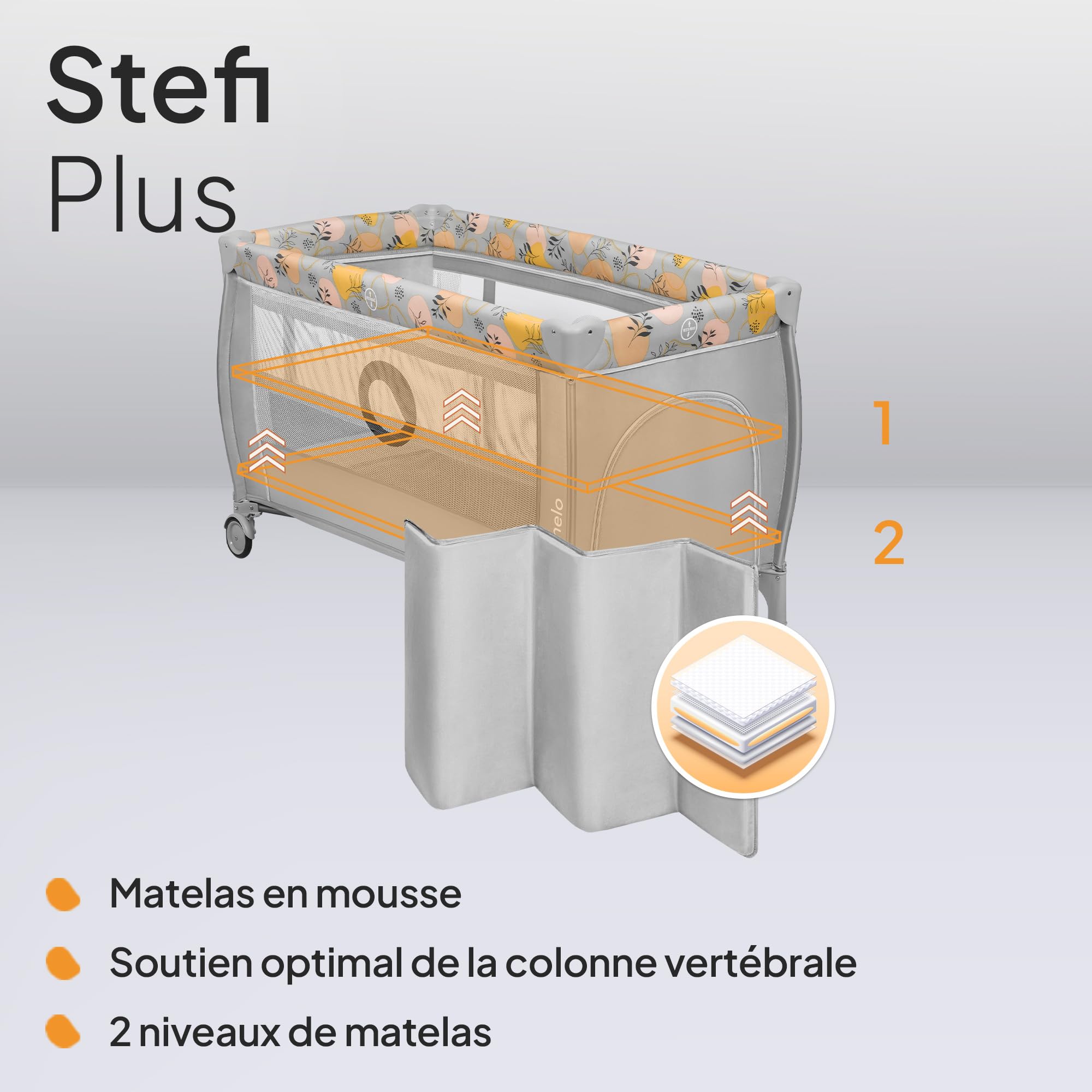 lionelo-stefi-plus-lit-b-b-parapluie-rose-jaune-pliage-rapide-15kg image 3