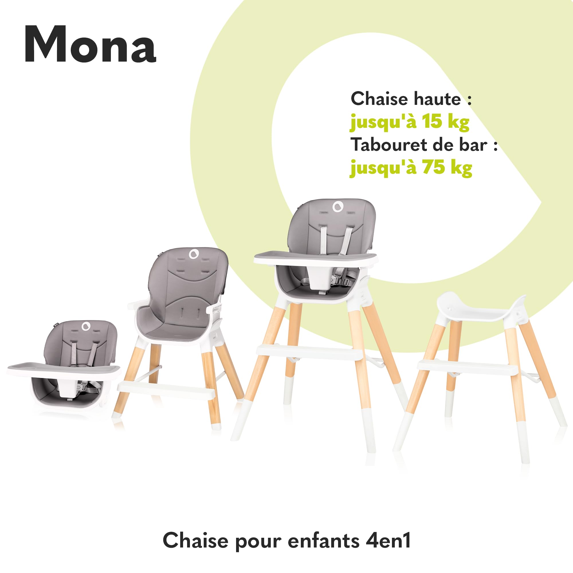 lionelo-mona-chaise-haute-b-b-4-en-1-beige-6-36-mois image 2
