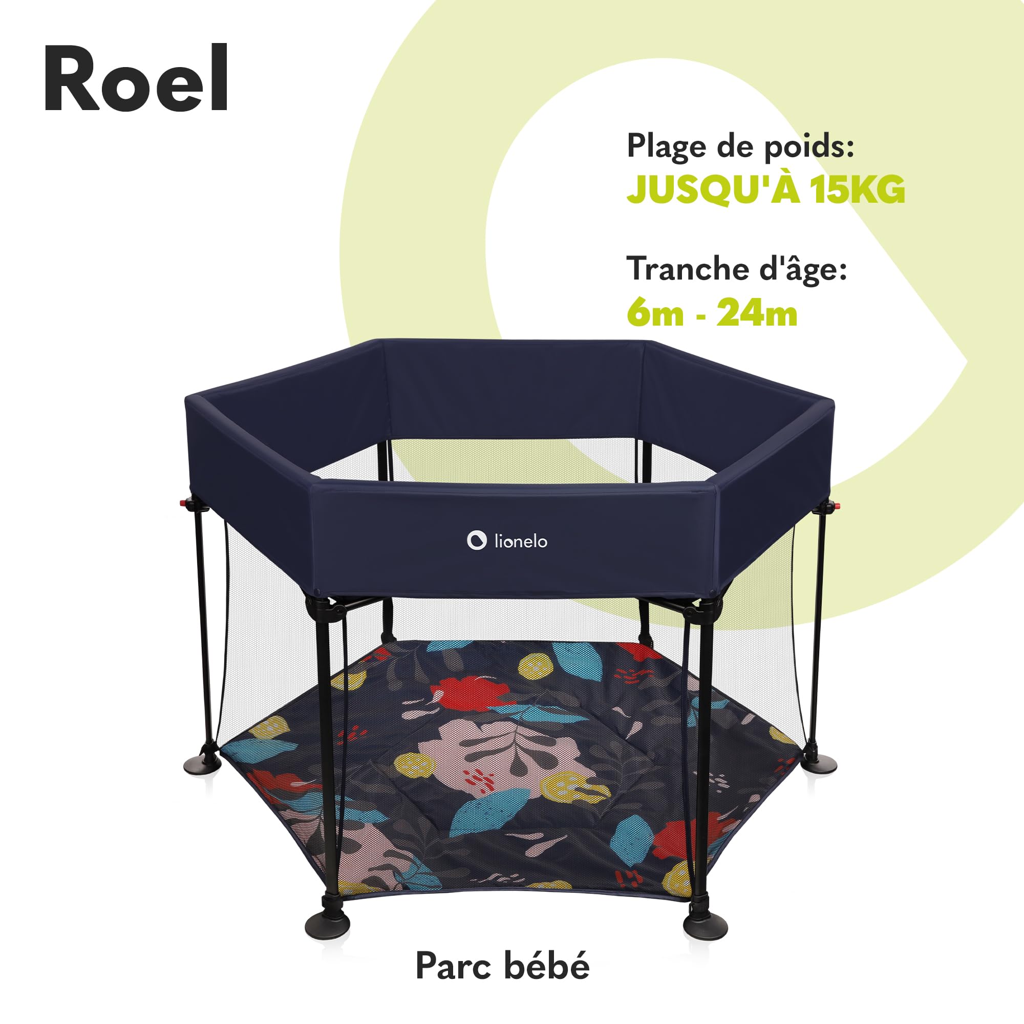 lionelo-roel-parc-b-b-pliant-blue-navy-hexagonal-lockguard image 2