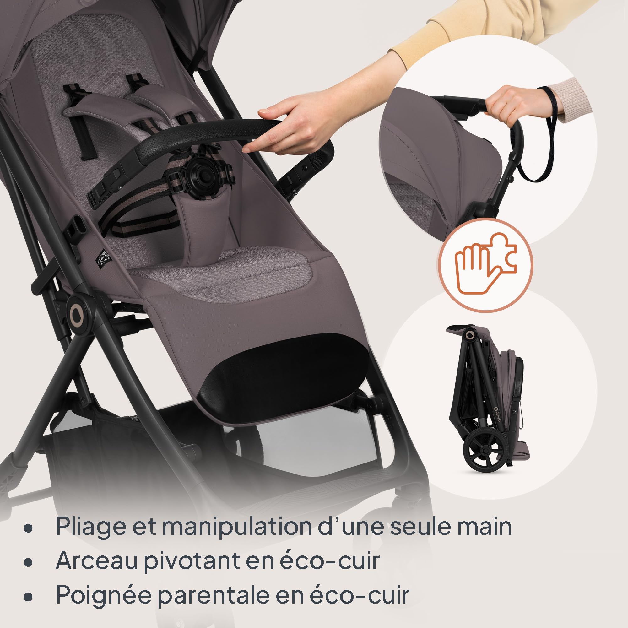 lionelo-tansi-poussette-canne-beige-taupe-22-kg-compacte image 6