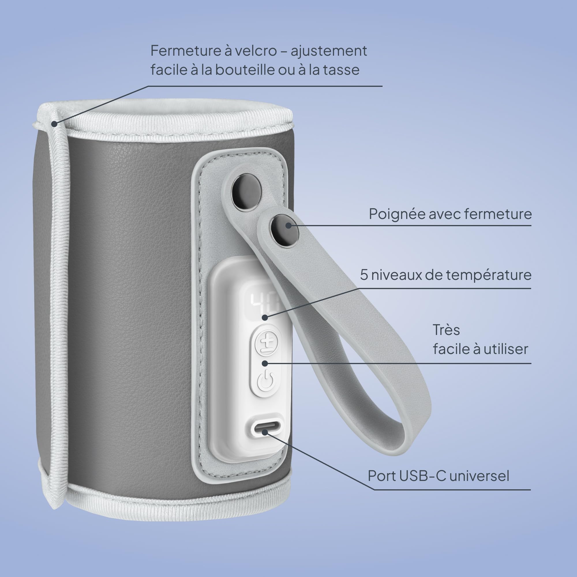 lionelo-thermup-go-chauffe-biberon-portable-usb-c-gris-silver-5-modes image 7