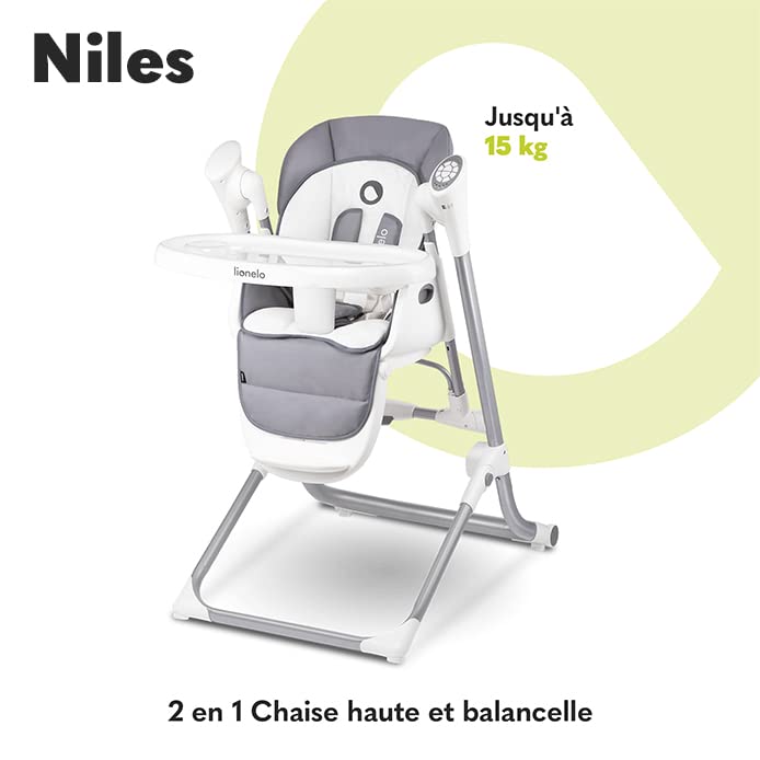 lionelo-niles-chaise-haute-b-b-volutive-2-en-1-balancelle-gris image 3