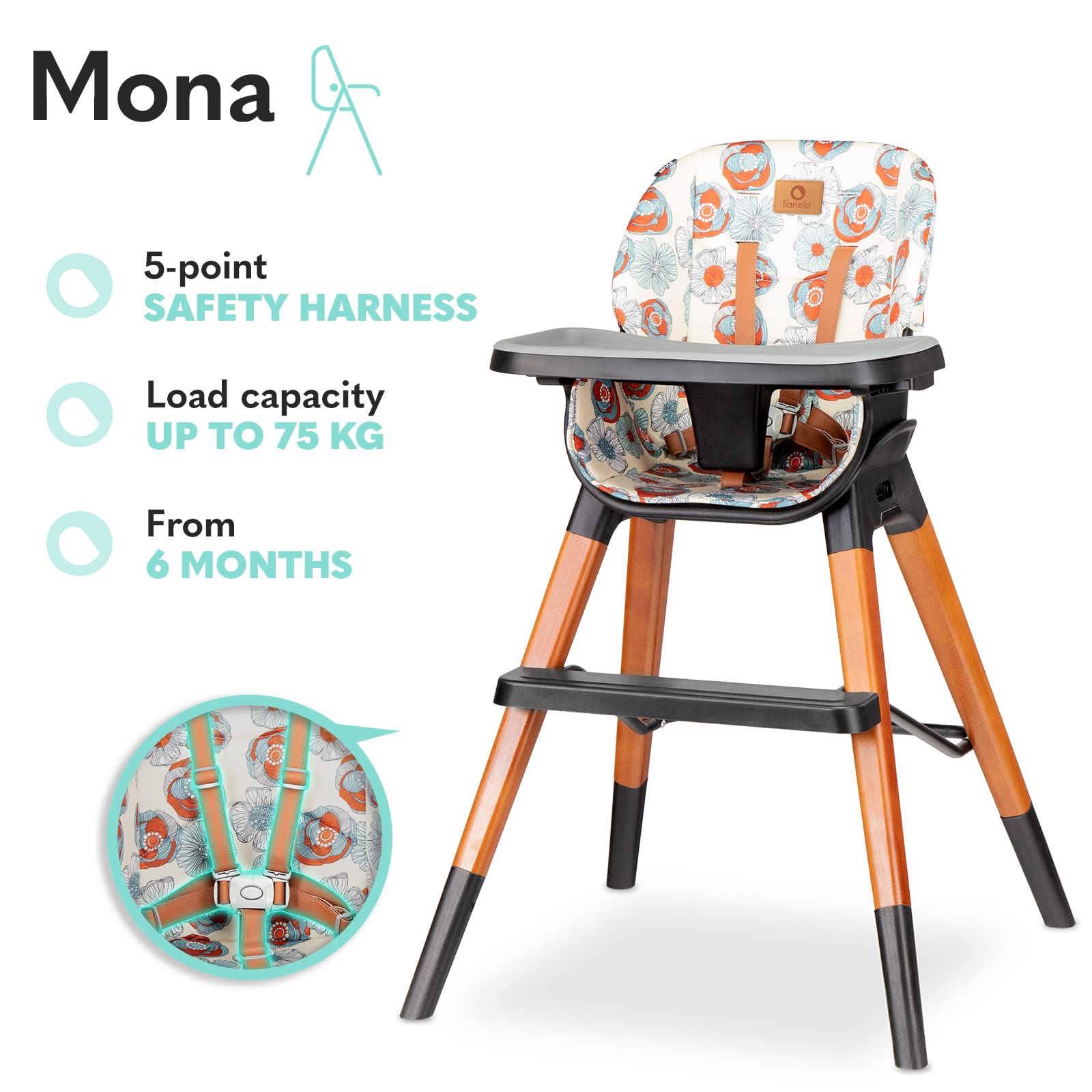 lionelo-mona-chaise-haute-b-b-4-en-1-flower-6-36-mois image 4