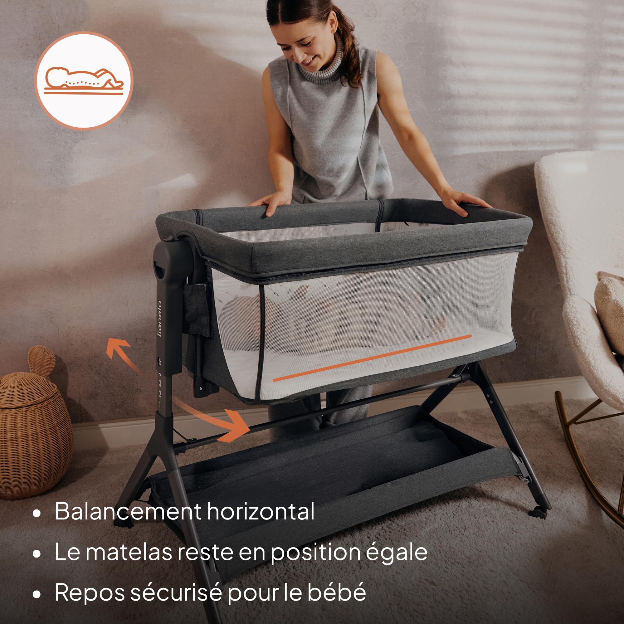 lionelo-leonie-plus-lit-cododo-beige-3-en-1-avec-matelas image 2