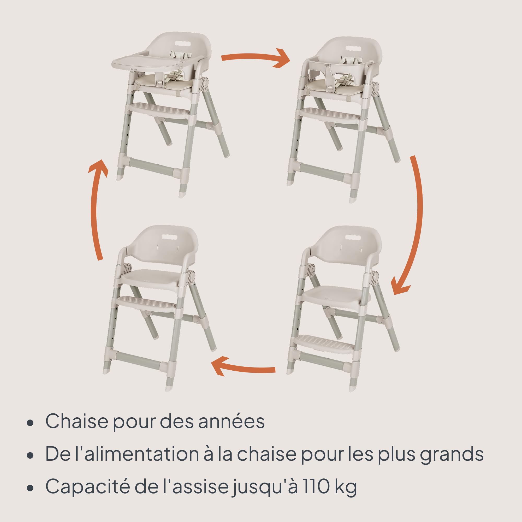 lionelo-matt-chaise-haute-b-b-beige-sand-volutive-3-en-1 image 5