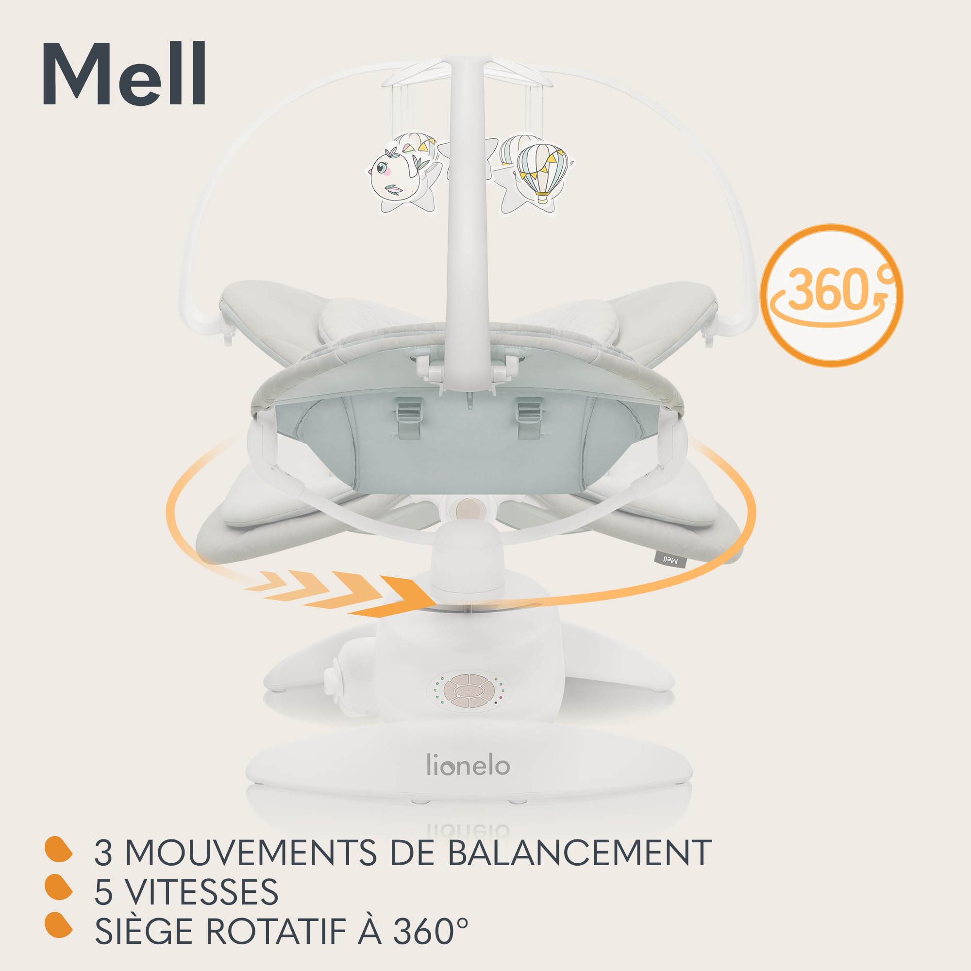 lionelo-mell-transat-b-b-lectrique-beige-5-vitesses image 3