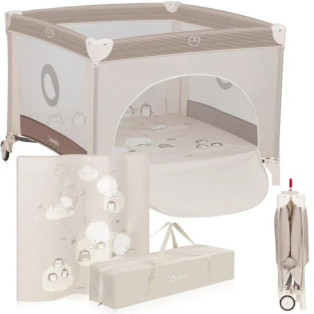 lionelo-bonnie-parc-b-b-100x100-beige-sand-avec-matelas image 1