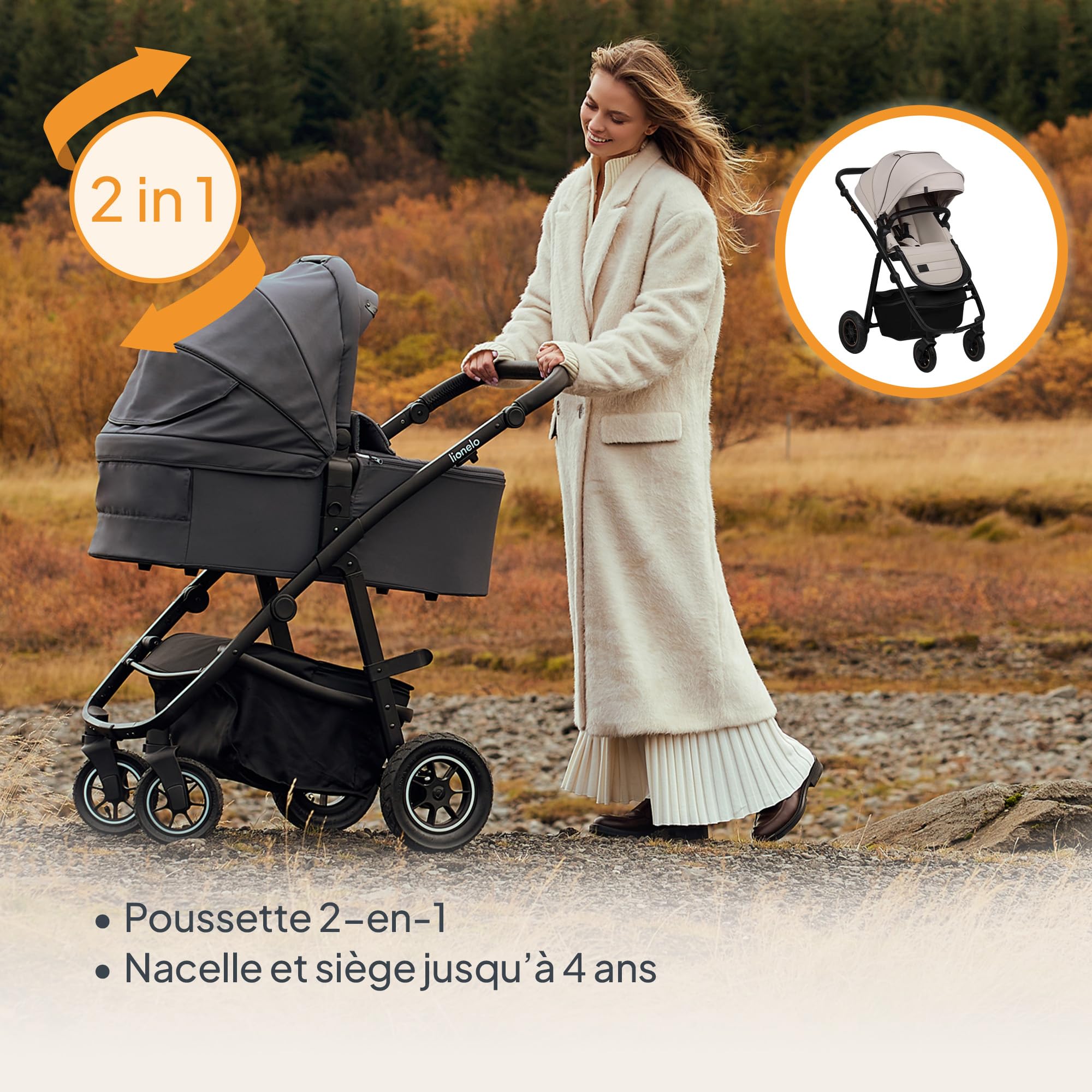 lionelo-amber-plus-poussette-2-en-1-beige-22-kg-nacelle-xxl image 5