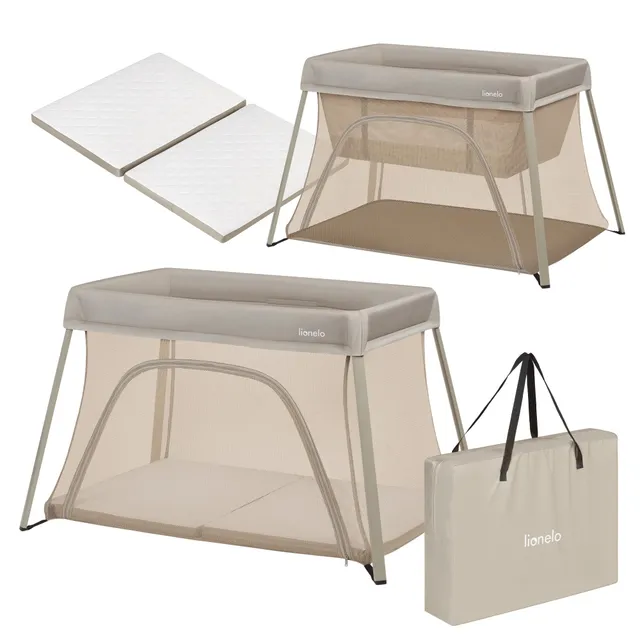 lionelo-alice-lit-voyage-pliable-beige-3en1-matelas-inclus image 1