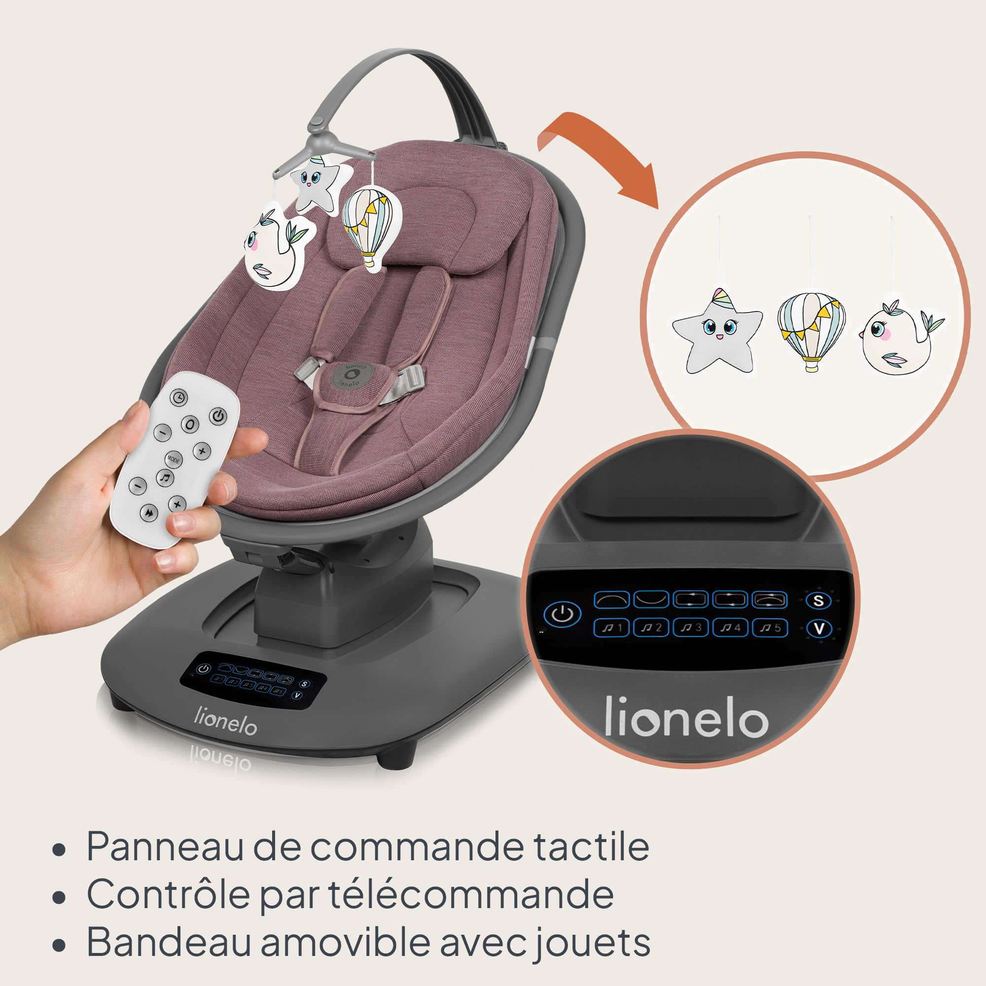 lionelo-blossom-transat-b-b-lectrique-rose-9-kg-bluetooth image 8