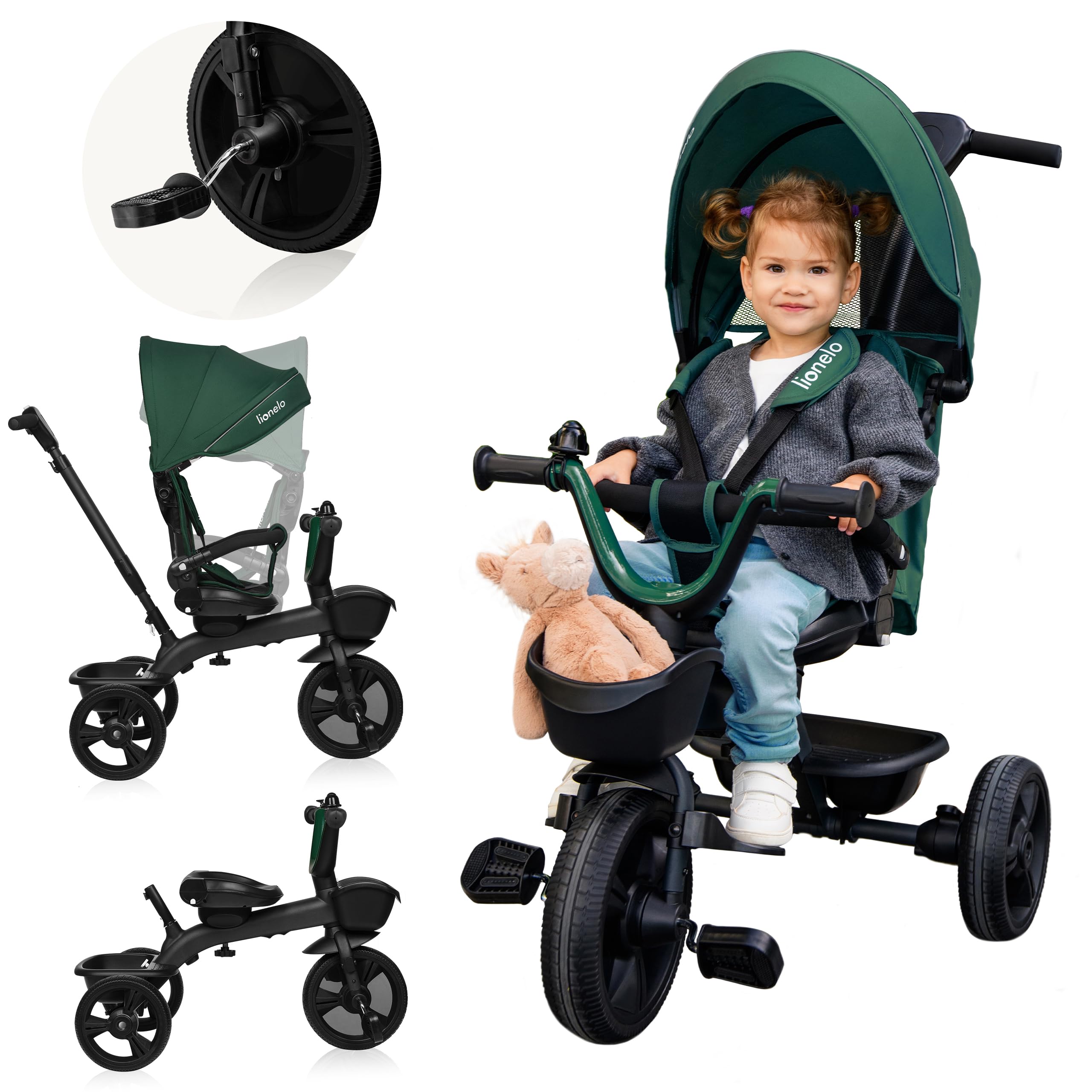 lionelo-kori-tricycle-poussette-meraude-2-en-1-18-mois-5-ans image 1
