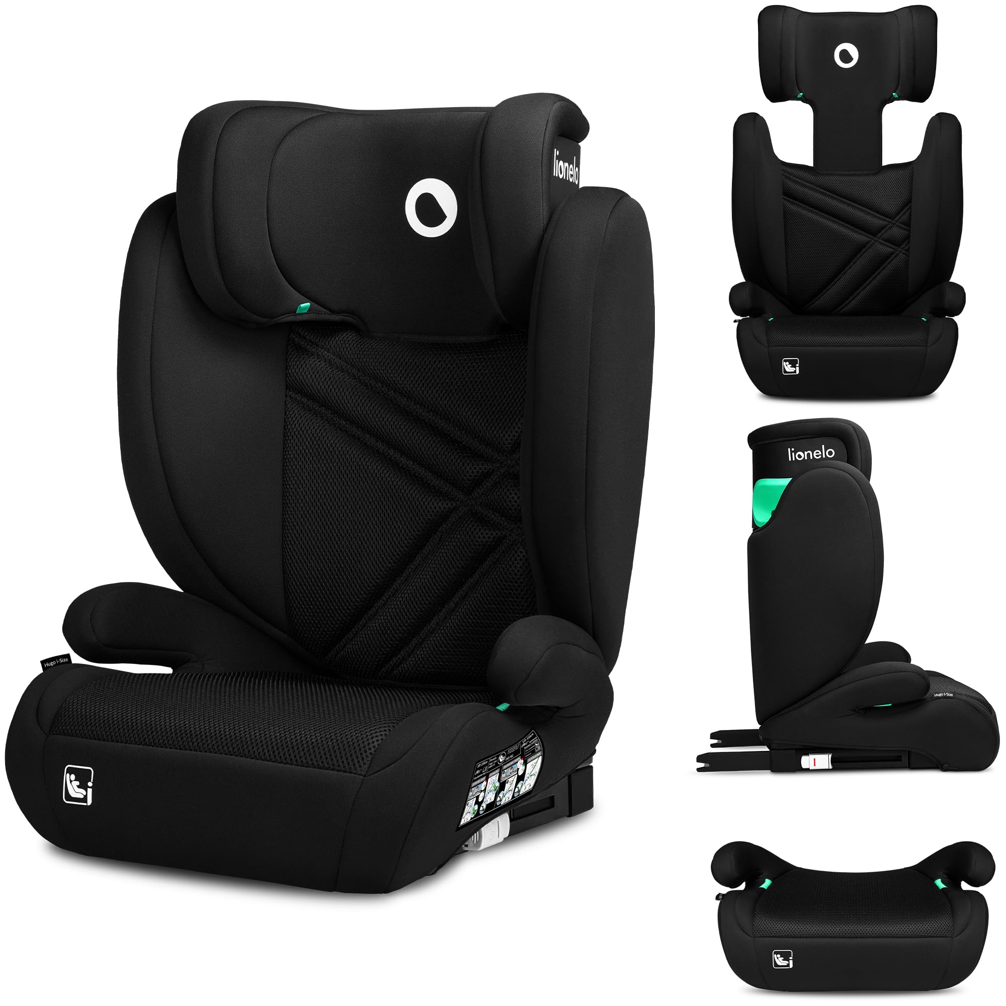 lionelo-hugo-i-size-si-ge-auto-isofix-carbone-noir-r129 image 1