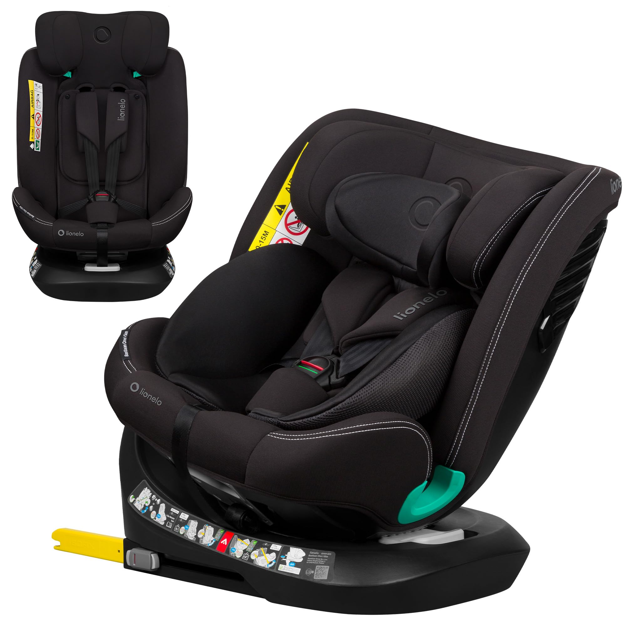 lionelo-bastiaan-one-i-size-si-ge-auto-black-carbon-360 image 1
