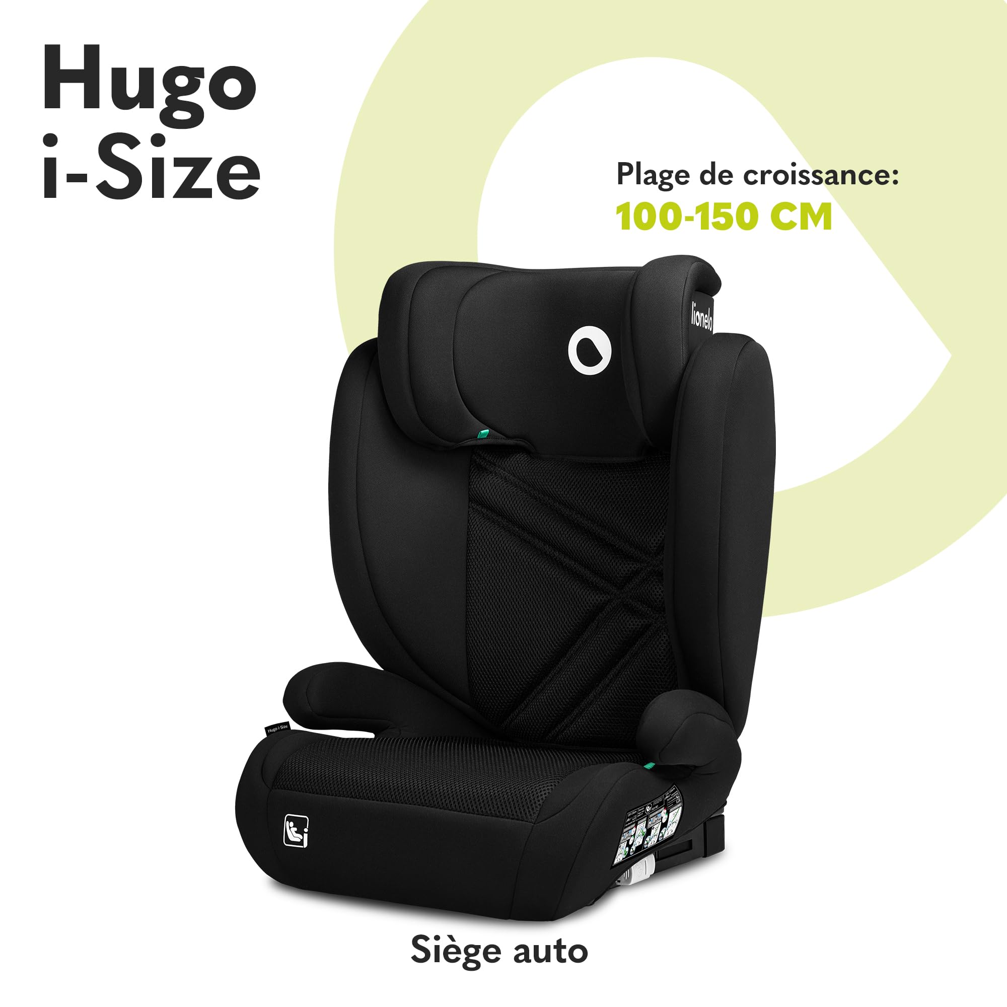 lionelo-hugo-i-size-si-ge-auto-isofix-carbone-noir-r129 image 2
