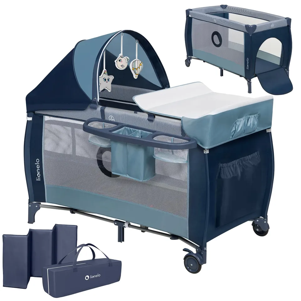 lionelo-sven-plus-lit-b-b-2-en-1-bleu-marine-0-3-ans image 1