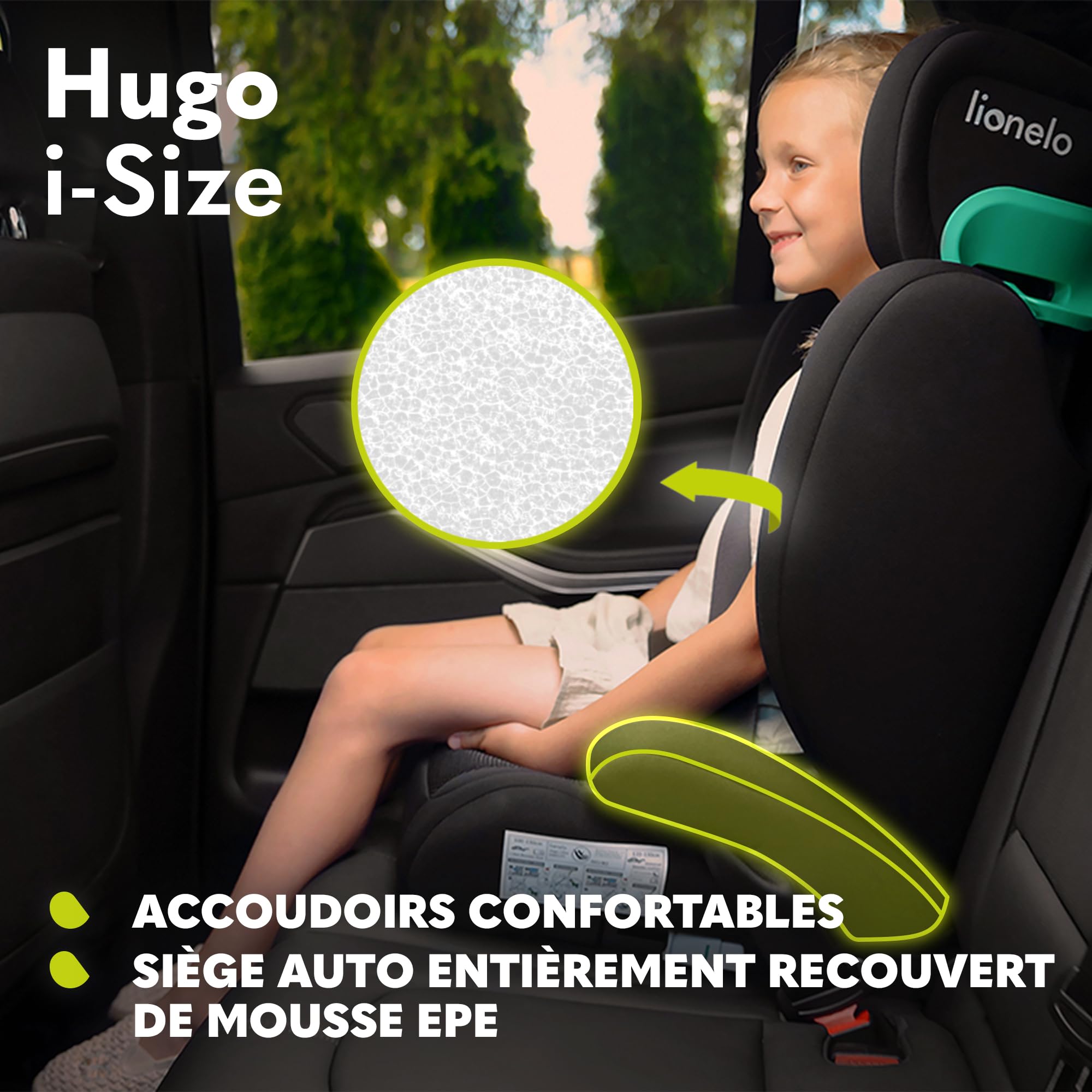 lionelo-hugo-i-size-si-ge-auto-isofix-carbone-noir-r129 image 8