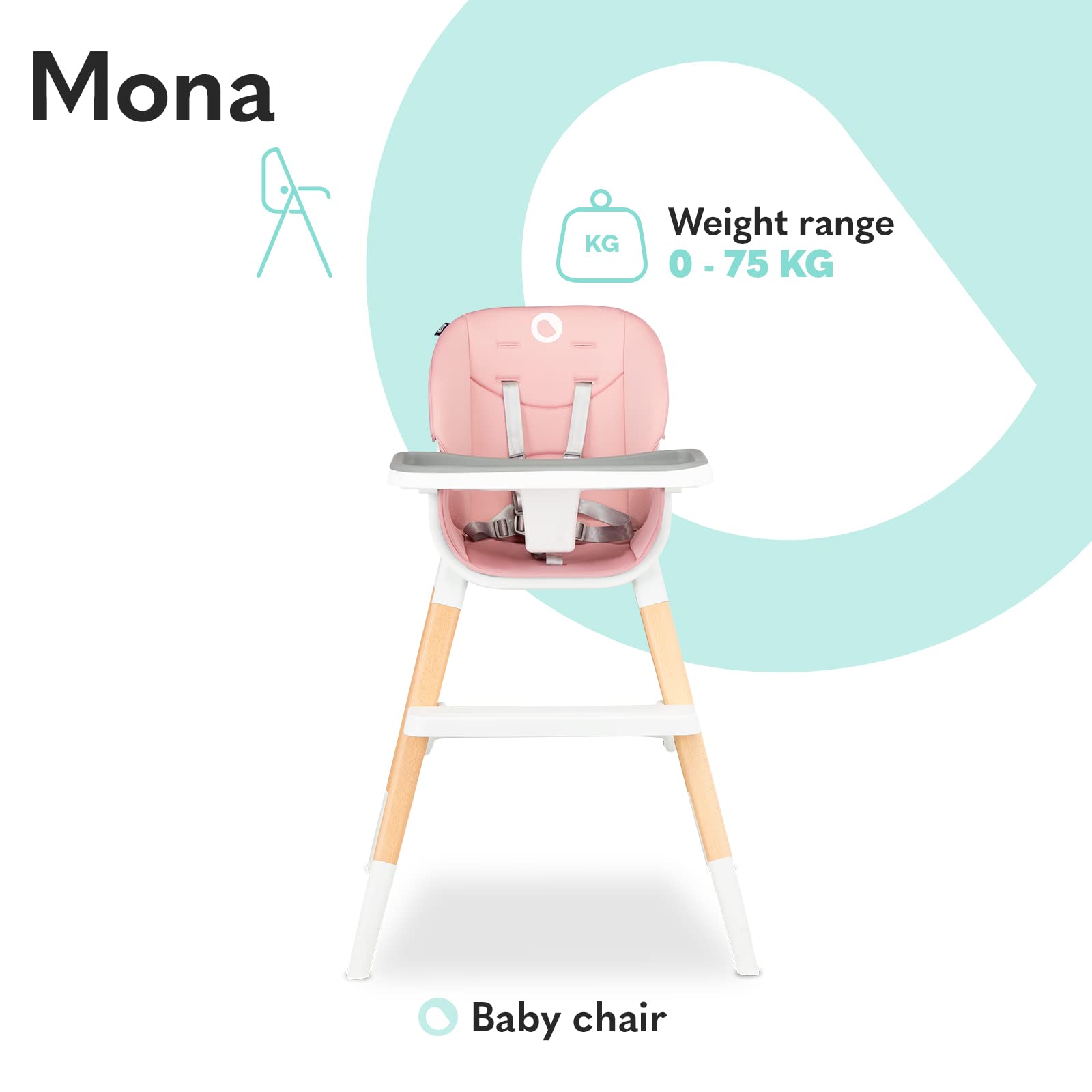 lionelo-mona-chaise-haute-b-b-4-en-1-pink-6-36-mois image 2