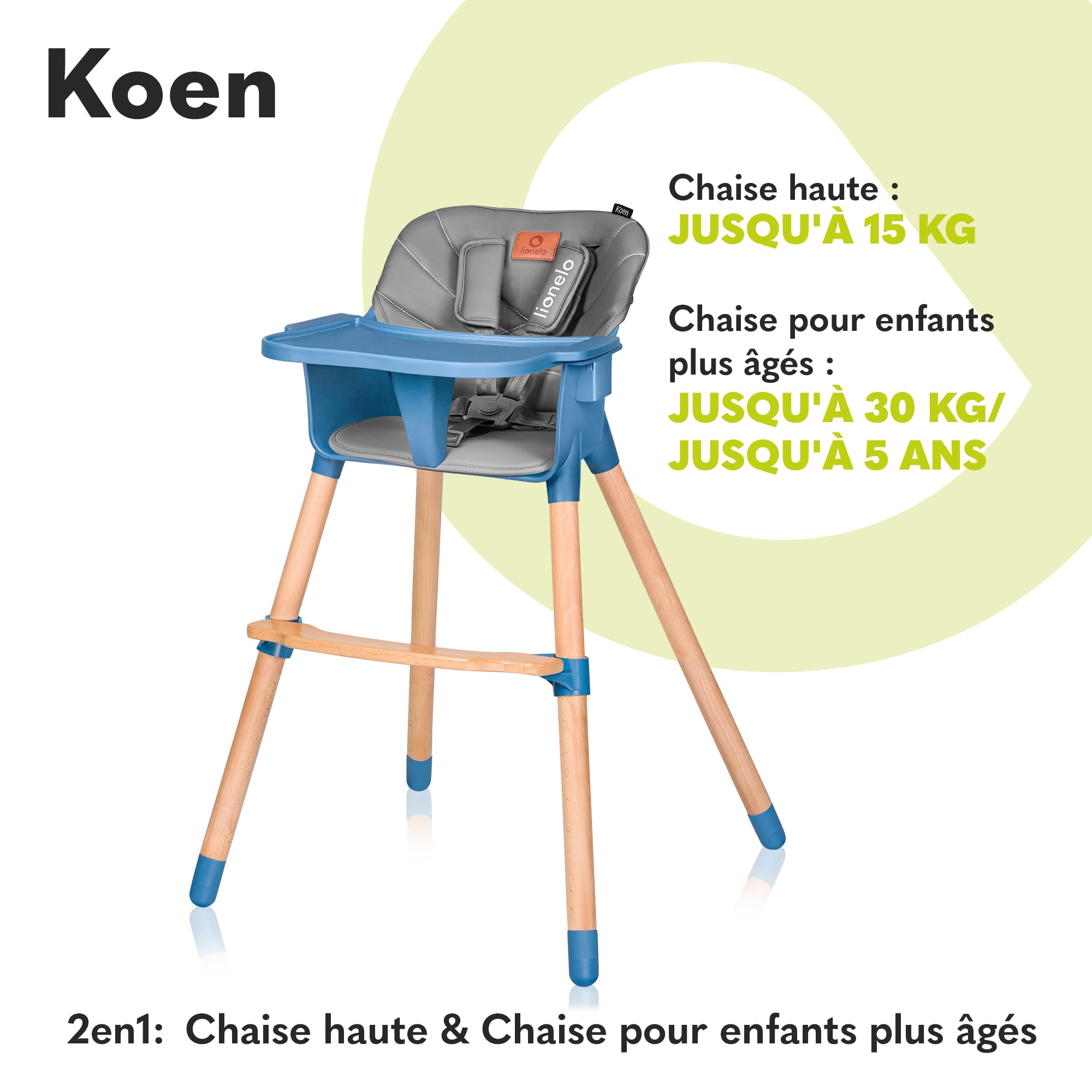 lionelo-koen-chaise-haute-b-b-2-en-1-bleue-15-kg image 2