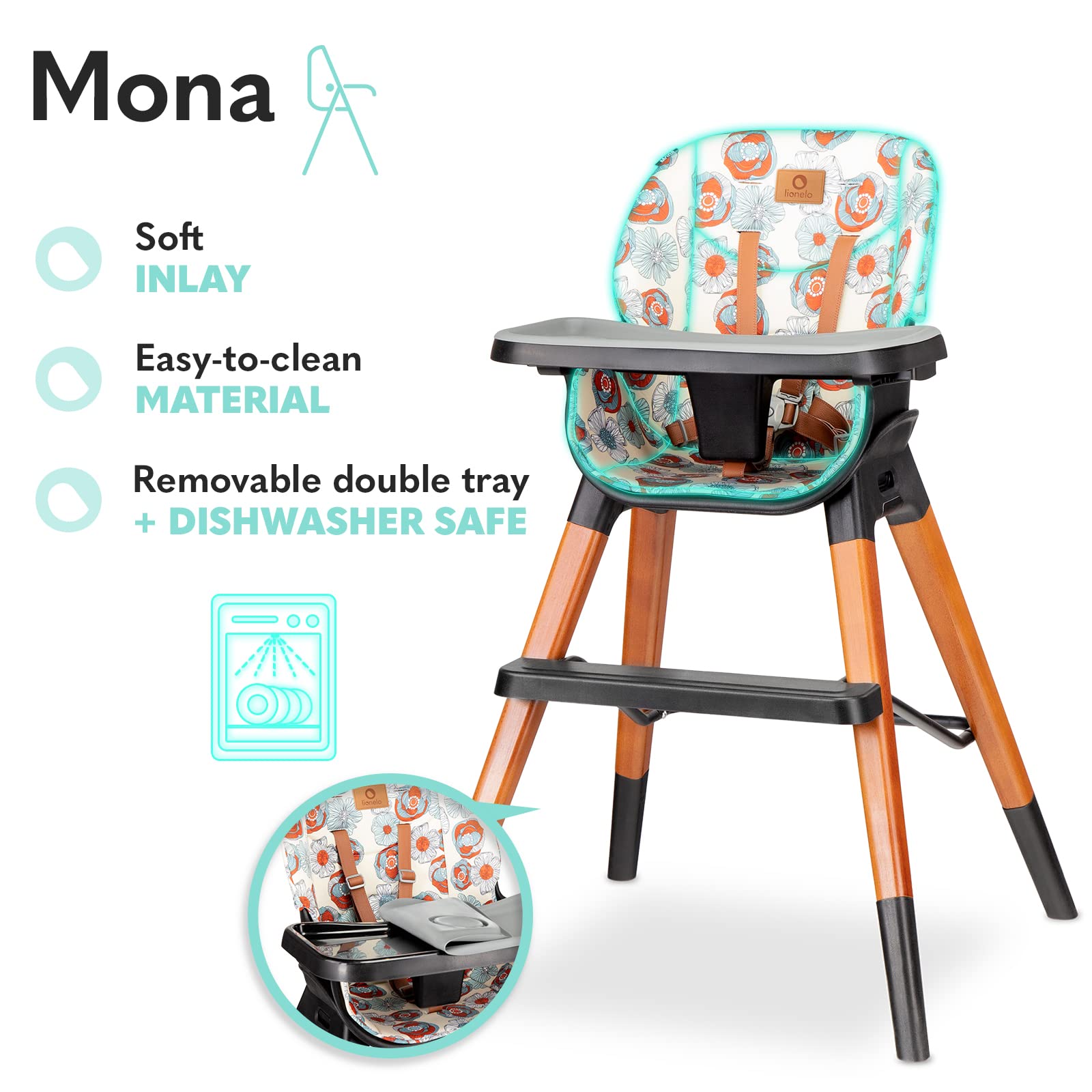 lionelo-mona-chaise-haute-b-b-4-en-1-flower-6-36-mois image 6