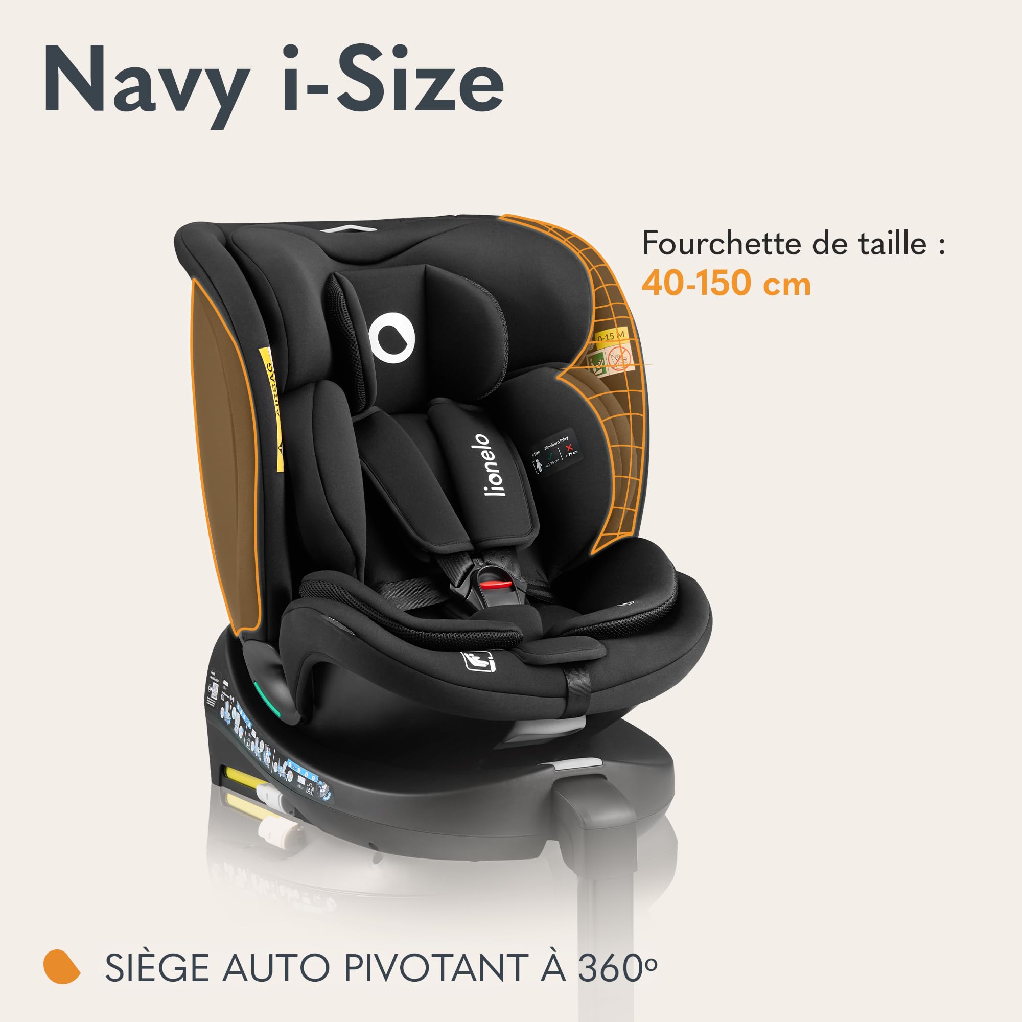 lionelo-navy-i-size-si-ge-auto-pivotant-onyx-40-150-cm image 2