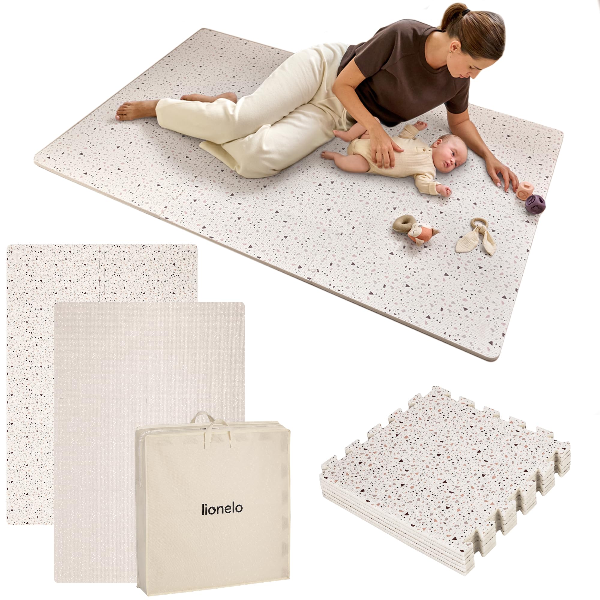 lionelo-yoka-tapis-jeu-puzzle-beige-173x116-cm image 1